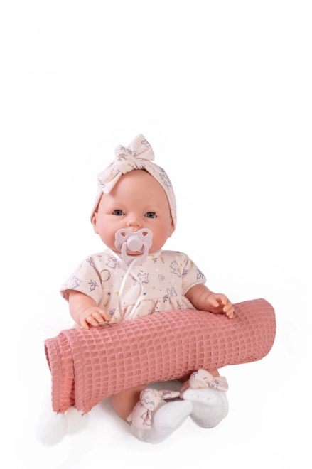 Antonio Juan 14258 BIMBA - utripajoča punčka dojenček z zvoki in mehkim tkaninskim telesom - 37 cm