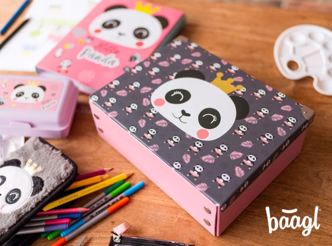 BAAGL Zložljivi šolski kovček Panda s kovinskimi okovji