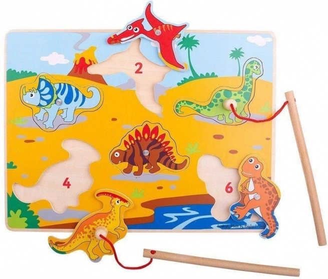 Bigjigs Toys Lesena igra lovljenje dinozavrov
