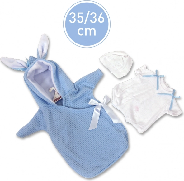 Llorens oblačilo za punčko New Born 35–36 cm s kapuco in ušeski