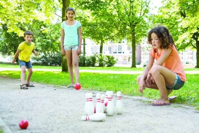 Lesena bowling steza – rdeča in bela