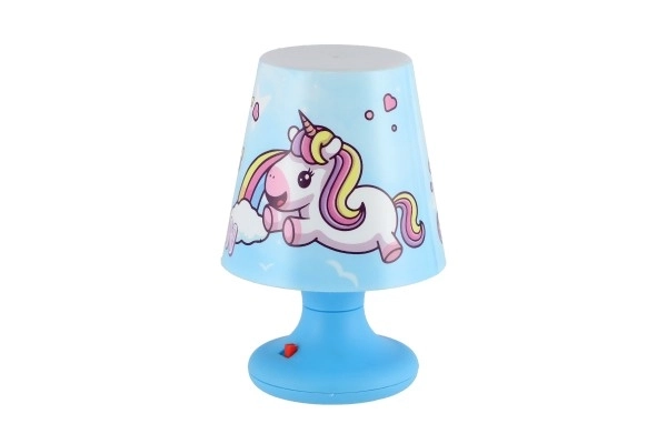 Mini lučka z enorogom za mizo plast 8,5x11cm na baterije 3 barve