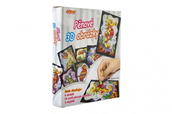 Slike 3D penaste 6 kos + 6 kos stojal v škatli 19x22x6,5cm