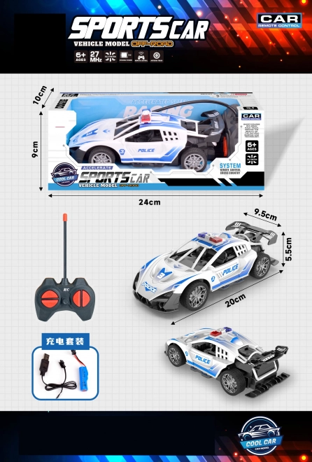 Daljinsko vodeni RC policijski avto 20 cm