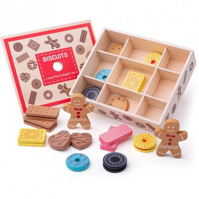 Bigjigs Toys Škatla z lesenimi piškoti