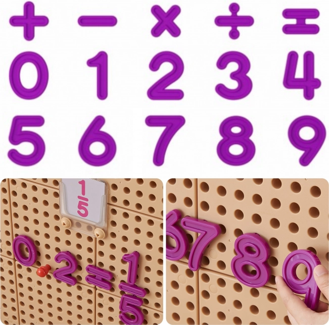 Masterkidz komplet številk in matematičnih znakov za stenske panele STEM, 82 delov