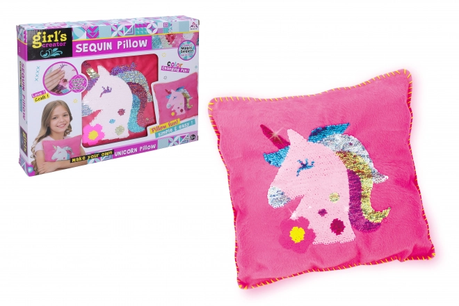 Unicorn seši si blazino z bleščicami 30 x 30 cm