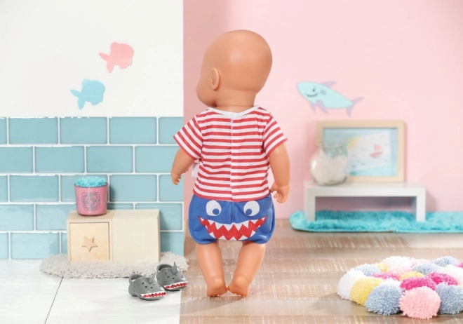 BABY born Pižamka in copatki, modri, 43 cm