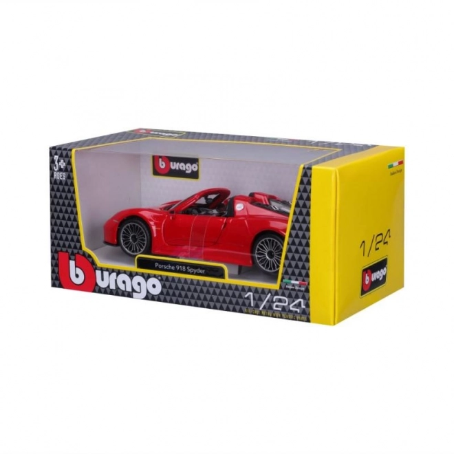 Bburago Porsche 918 Spyder rdeči model 1:24