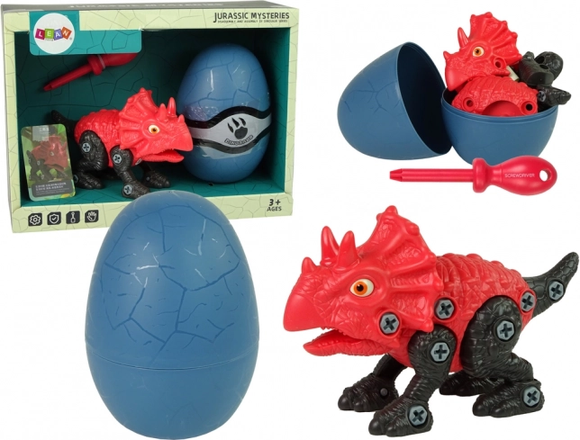gradbeni komplet dinozaver triceratops z jajcem in izvijačem