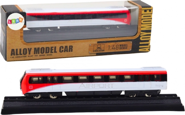 Kolekcionarski model vlaka rdeče‑bele barve 1:48 kovinski