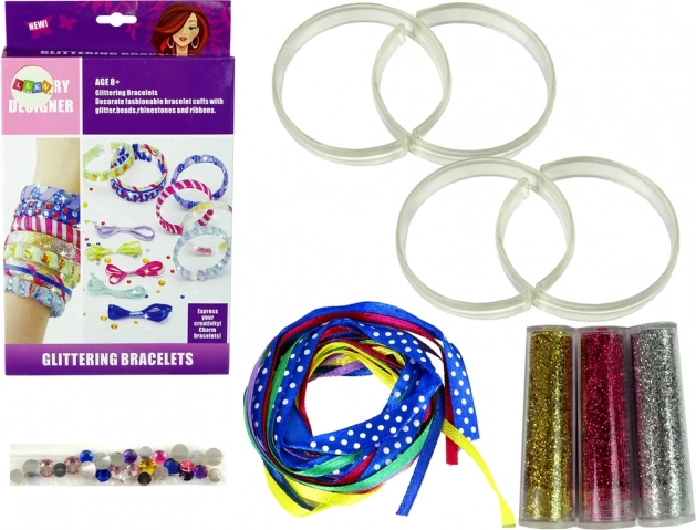 Komplet za izdelavo zapestnic DIY z bleščicami in trakovi