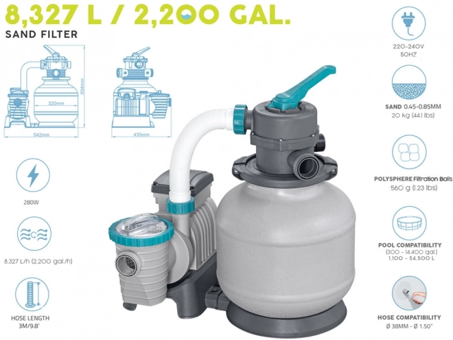 Bestway peščena filtracija za bazen zmogljivost 8327 l/h