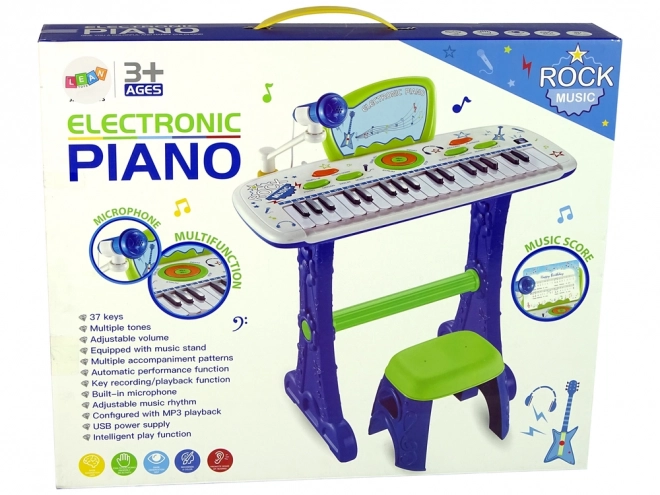 Električna klavirska tipkovnica za otroke Blue USB note