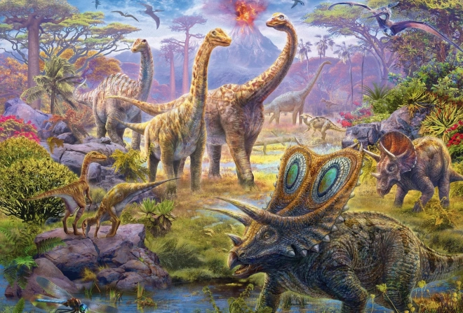 SCHMIDT Puzzle Dinozavri 4v1 v pločevinastem kovčku (60,60,100,100 kosov)