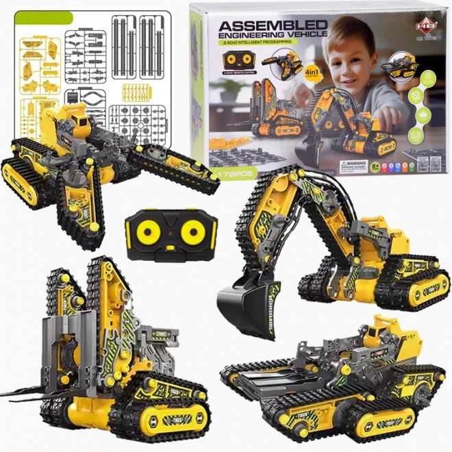 176-ele RC0694 Set daljinskega upravljanja 4 v 1 za gradbene stroje na zložljiv
