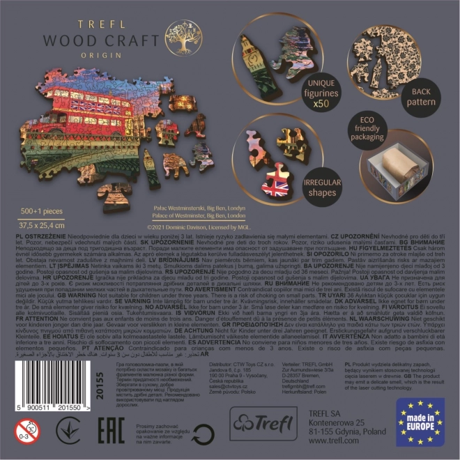 TREFL Wood Craft Origin sestavljanka Westminstrska palača z Big Benom 501 kosov