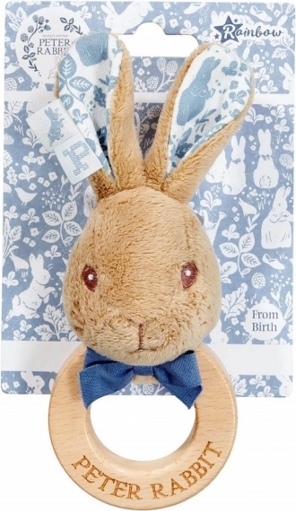 Ropotuljica in grizalo zajček Peter Rabbit iz lesa in bombaža