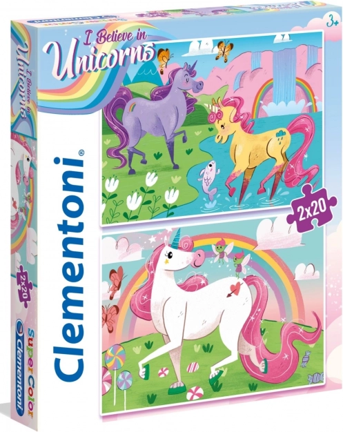 CLEMENTONI puzzle Verjamem v samoroge 2×20 kosov