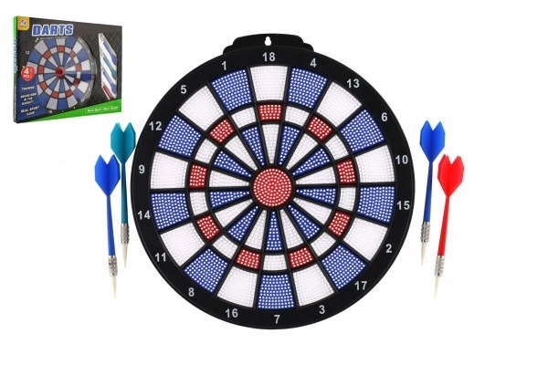 Tarča z puščicami 4 kosi plast premer 28cm v škatli 39x31x3cm