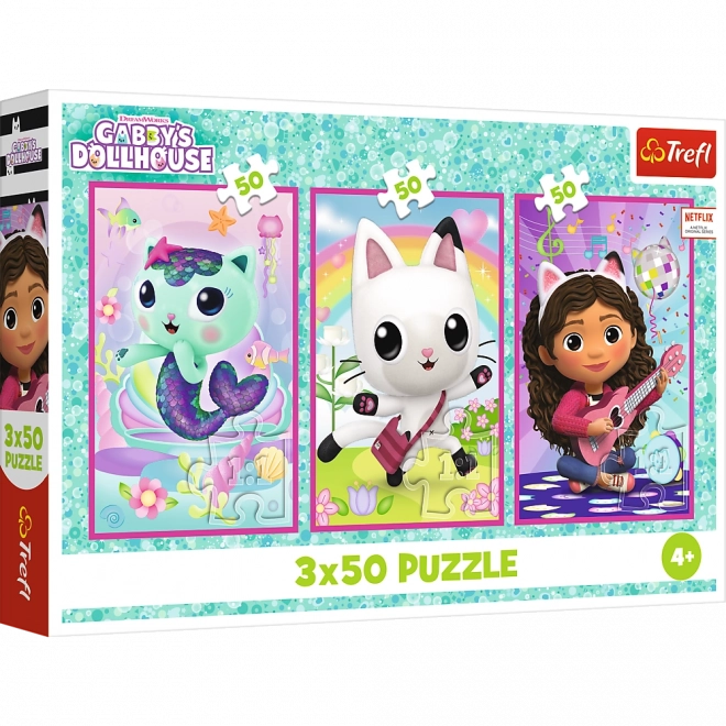 Puzzle 3x50 - Gabbyjin lutkovni domek: Spoznajte Gabby in mucke