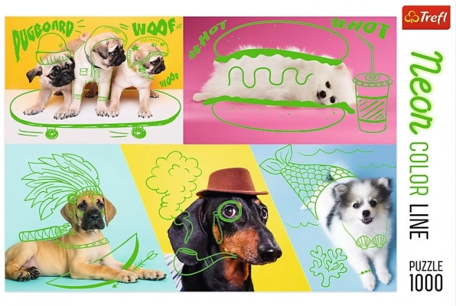 Sestavljanka 1000 kos Neon Color Line - Nori psi