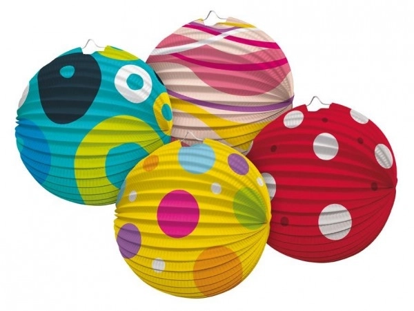 Lampion krog premer 25cm 4 vrste v vrečki (brez palice) karneval