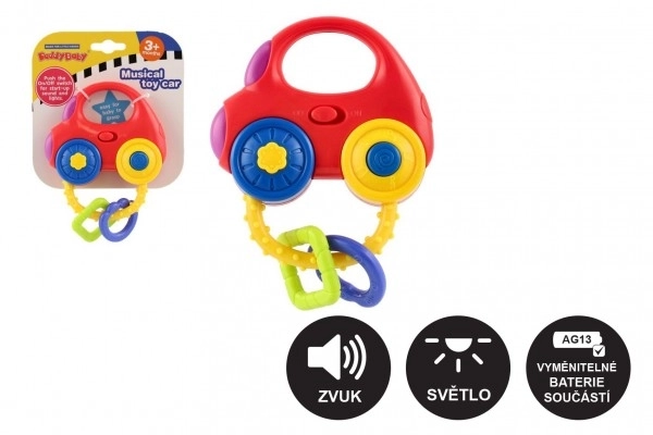 Ropotuljica avto plast 10x11cm na baterije z zvokom, svetlobo na kartonu 3m+