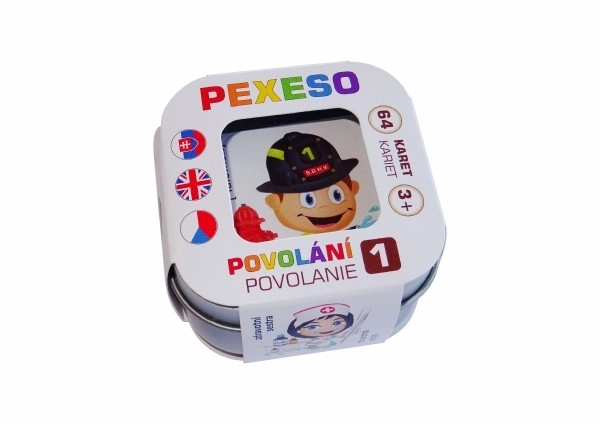 Pexeso Poklici vodoodporno 64 kartic v pločevinasti škatlici 6x6x4cm