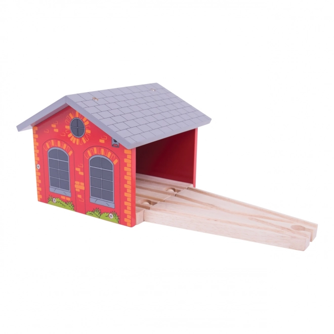 Leseno skladišče za dva vlakovna kompleta Bigjigs Rail