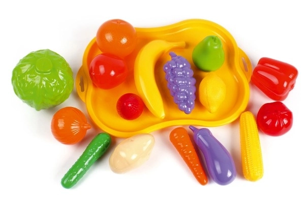 Plastični set sadja in zelenjave z pladnjem