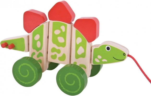 Vlečni lesen dinozaver stegozaver Bigjigs Baby