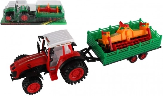 Traktor s prikolico in kombajnovim valjem, plastičen, 46 cm