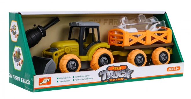 Odvijljiv traktor s žlico in prikolico + izvijač + ovca Igrača za otroke 3+