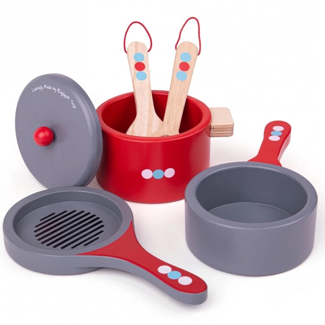 Bigjigs Toys Leseni set posode s pikami