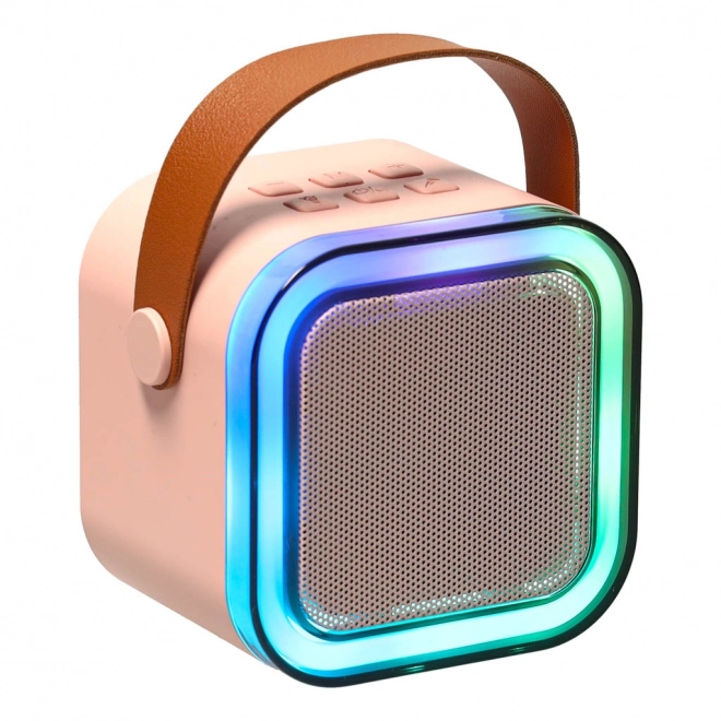 Karaoke set 2 mikrofona + prenosni zvočnik BLUETOOTH USB LED roza