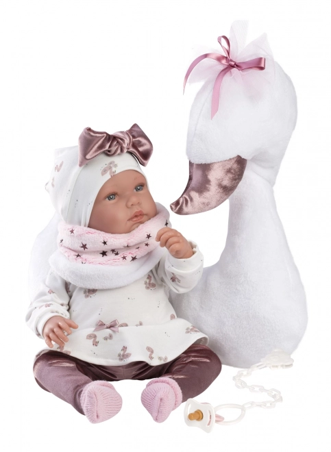 Llorens 84456 NEW BORN - realistična dojenčkova lutka z zvoki in mehkim tekstilnim telesom - 44 cm