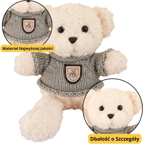 Plišasti medvedek v sivem puloverju 26 cm
