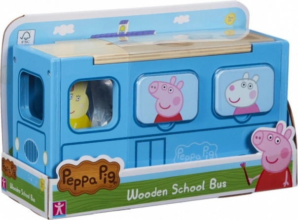 Lesena vstavljanka šolski avtobus PRAŠIČEK PEPPA