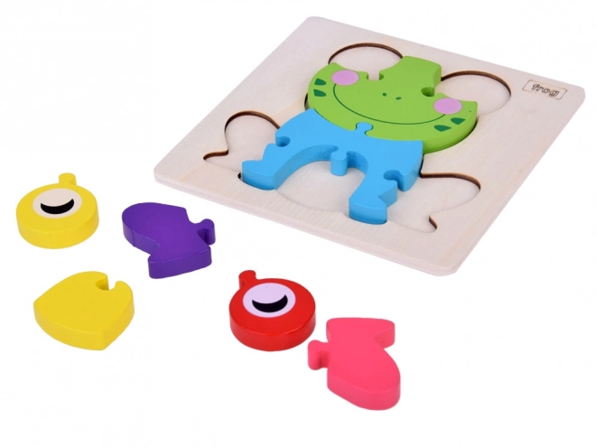 Lesena 3D sestavljanka Žaba Montessori