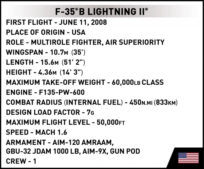 Model bojnega letala F-35B Lightning II iz kock
