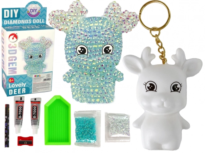 Kreativni set DIY Diamantni Severni jelen Kristalni Obesek 3D Modri