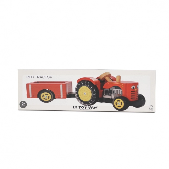 Le Toy Van rdeč traktor in prikolica