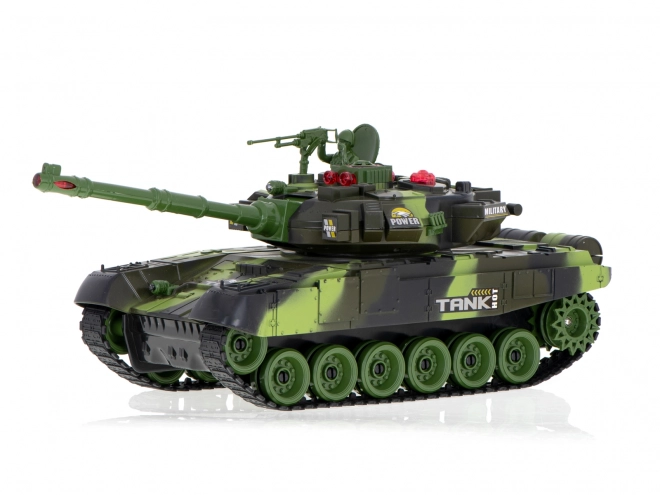 Vojaški tank na daljinsko vodenje z gozdno kamuflažo
