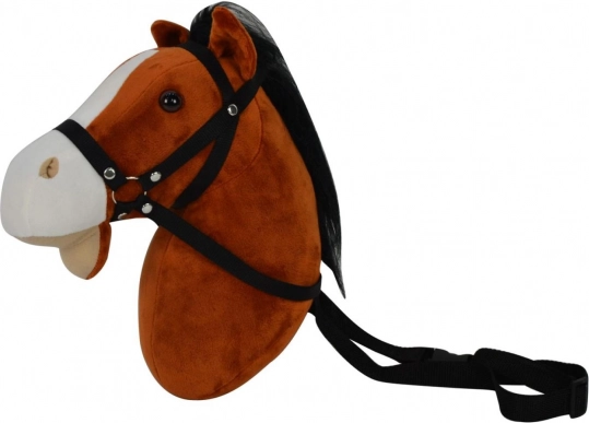 Plišasta konjska glava z zvokom 30 cm – temno rjava