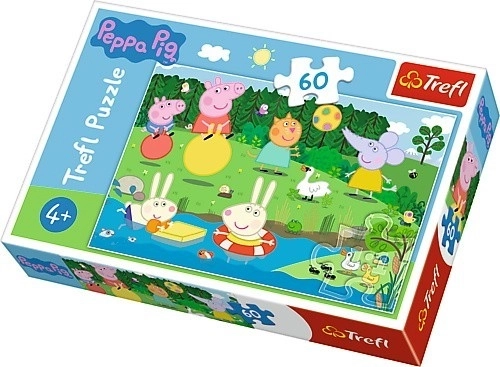 Sestavljanka Prašiček Pepa/Peppa Pig Počitniška zabava 33x22cm 60 kosov v škatli 21x14x4cm