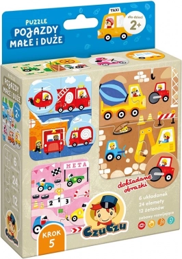 Sestavljanka vozila majhna in velika – igra in puzzle v enem