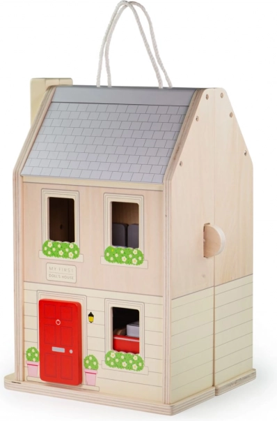Zložljiva lesena hišica z dodatki BIGJIGS TOYS