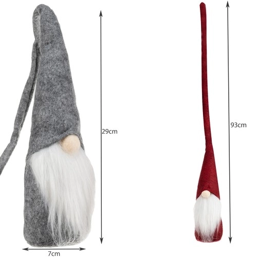 Sivi in rdeči stoječi škratek 29 cm - 2 kosa