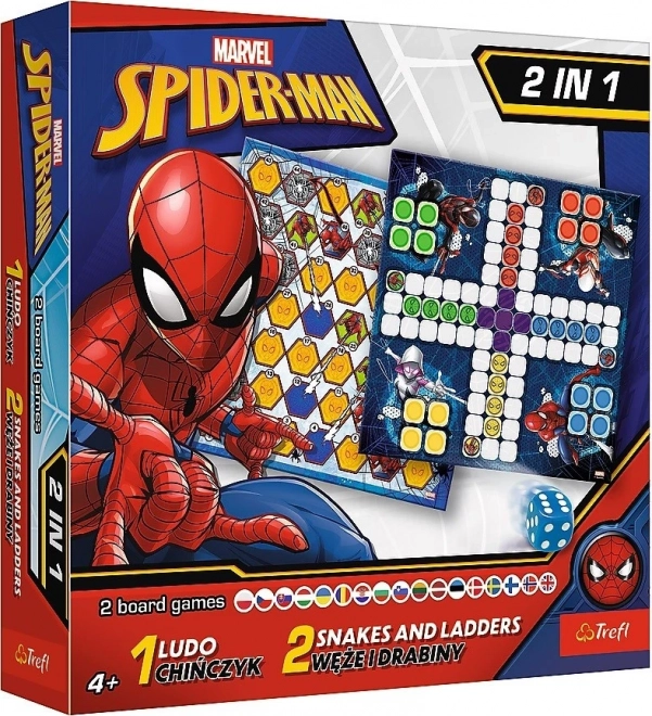 Nabor iger 2v1 Človek, ne jezi se, Kače in lestve Spider-Man v škatli 25x25x5,5cm